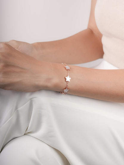 Mother of Pearl Sakura Bracelet 18K Rose Gold (5) – Mondays Made Flower & Birthstone Jewelry Singapore