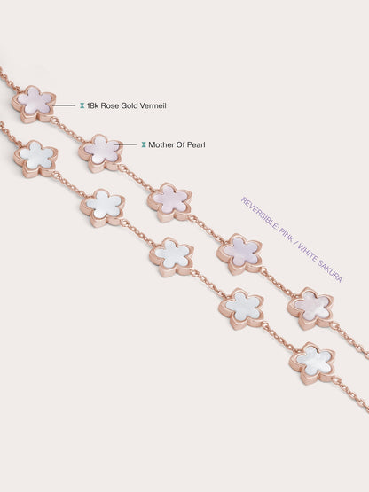 Mother of Pearl Sakura Reversible Bracelet 18K Rose Gold (5) – Mondays Made Flower & Birthstone Jewelry Singapore