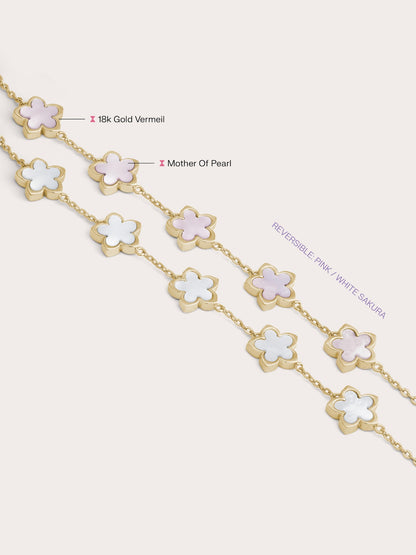 Mother of Pearl Sakura Reversible Bracelet 18K Gold (5) – Mondays Made Flower & Birthstone Jewelry Singapore
