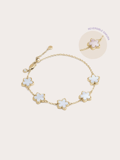 Mother of Pearl Sakura Reversible Bracelet 18K Gold (4) – Mondays Made Flower & Birthstone Jewelry Singapore