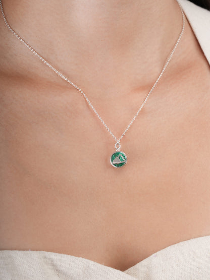 Malachite Reversible Coin Necklace S925 Silver Rhodium (9) – Mondays Made Flower & Birthstone Jewelry Singapore