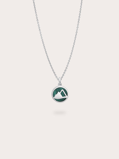 Malachite Reversible Coin Necklace S925 Silver Rhodium (7) – Mondays Made Flower & Birthstone Jewelry Singapore