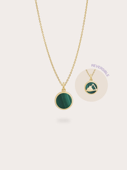 Malachite Reversible Coin Necklace 18K Gold (7) – Mondays Made Flower & Birthstone Jewelry Singapore