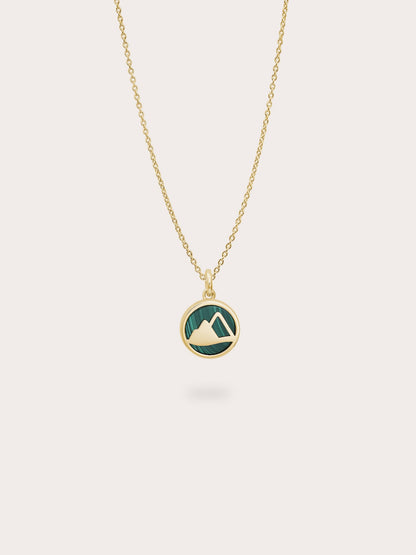 Malachite Reversible Coin Necklace 18K Gold (8) – Mondays Made Flower & Birthstone Jewelry Singapore
