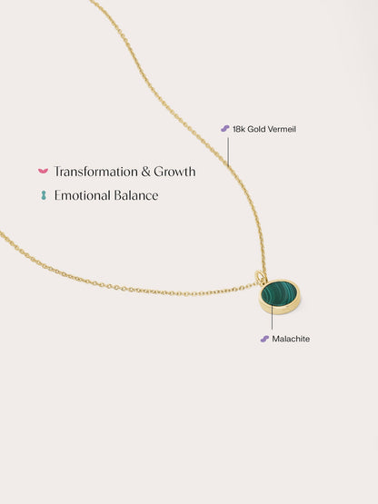 Malachite Reversible Coin Necklace 18K Gold (9) – Mondays Made Flower & Birthstone Jewelry Singapore