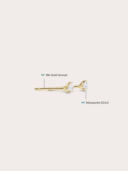Martini Moissanite Stud Earring 0.1ct 18K Gold (2) – Mondays Made Flower & Birthstone Jewelry Singapore