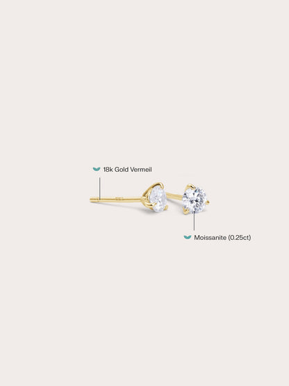 Martini Moissanite Stud Earring 0.25ct 18K Gold (2) – Mondays Made Flower & Birthstone Jewelry Singapore