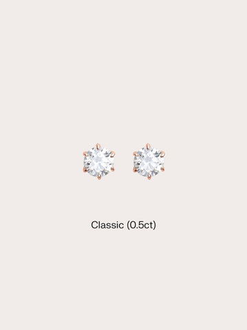 Martini Moissanite Stud Earring 0.5ct 18K Rose Gold (1) – Mondays Made Flower & Birthstone Jewelry Singapore