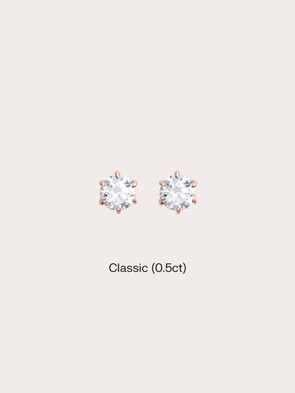 Martini Moissanite Stud Earring 0.5ct 18K Rose Gold (1) – Mondays Made Flower & Birthstone Jewelry Singapore
