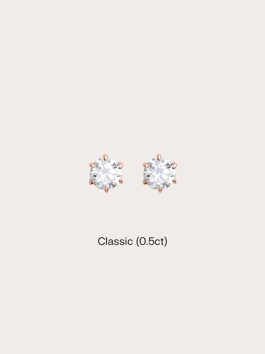 Martini Moissanite Stud Earring 0.5ct 18K Rose Gold (1) – Mondays Made Flower & Birthstone Jewelry Singapore