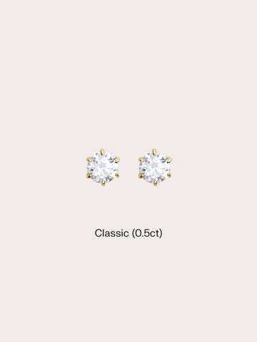 Martini Moissanite Stud Earring 0.5ct 18K Gold (1) – Mondays Made Flower & Birthstone Jewelry Singapore