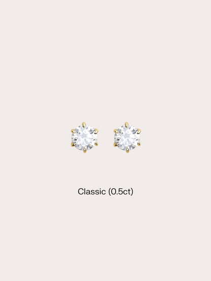 Martini Moissanite Stud Earring 0.5ct 18K Gold (1) – Mondays Made Flower & Birthstone Jewelry Singapore