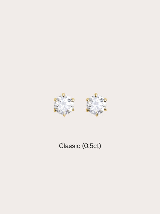 Martini Moissanite Stud Earring 0.5ct 18K Gold (1) – Mondays Made Flower & Birthstone Jewelry Singapore