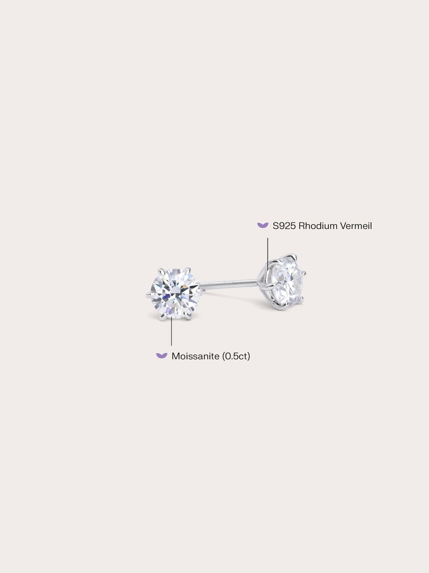 Martini Moissanite Stud Earrings (0.5ct)