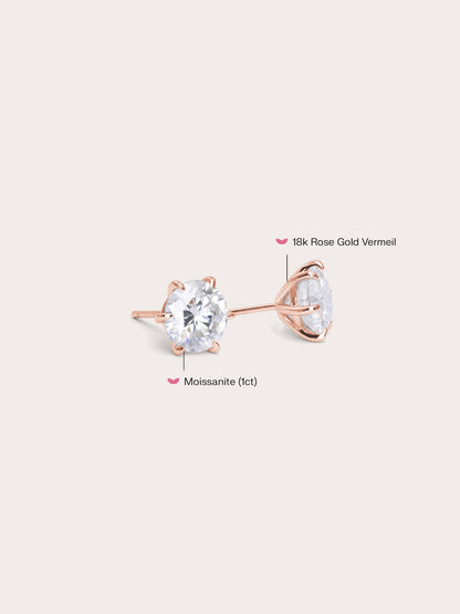 Martini Moissanite Stud Earring Ct 18K Rose Gold (1) – Mondays Made Flower & Birthstone Jewelry Singapore