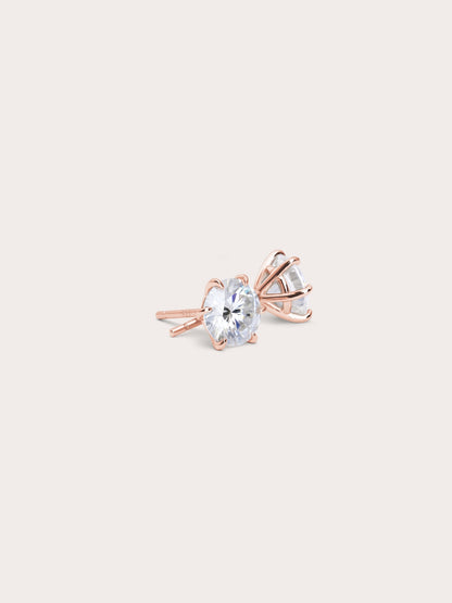 Martini Moissanite Stud Earring Ct 18K Rose Gold (2) – Mondays Made Flower & Birthstone Jewelry Singapore