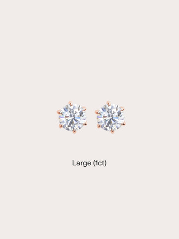 Martini Moissanite Stud Earring 1ct 18K Rose Gold – Mondays Made Flower & Birthstone Jewelry Singapore