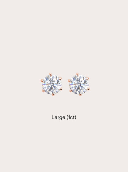 Martini Moissanite Stud Earring 1ct 18K Rose Gold – Mondays Made Flower & Birthstone Jewelry Singapore