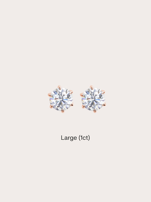 Martini Moissanite Stud Earring 1ct 18K Rose Gold – Mondays Made Flower & Birthstone Jewelry Singapore