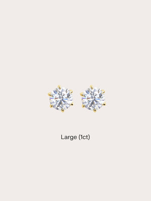 Martini Moissanite Stud Earring 1ct 18K Gold (1) – Mondays Made Flower & Birthstone Jewelry Singapore