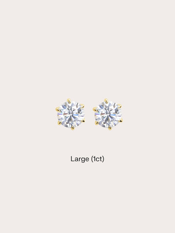 Martini Moissanite Stud Earring 1ct 18K Gold (1) – Mondays Made Flower & Birthstone Jewelry Singapore