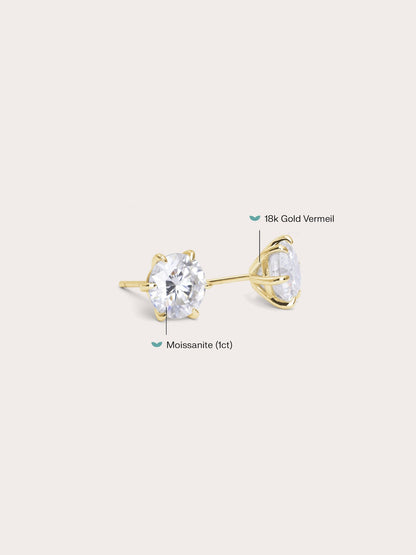 Martini Moissanite Stud Earring 1ct 18K Gold (2) – Mondays Made Flower & Birthstone Jewelry Singapore