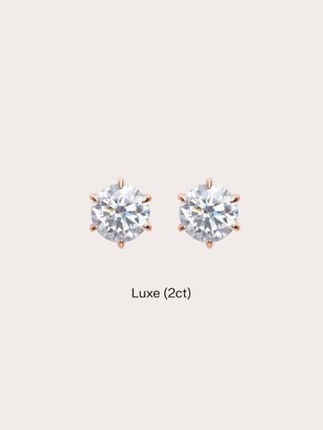 Martini Moissanite Stud Earring 2ct 18K Rose Gold (1) – Mondays Made Flower & Birthstone Jewelry Singapore