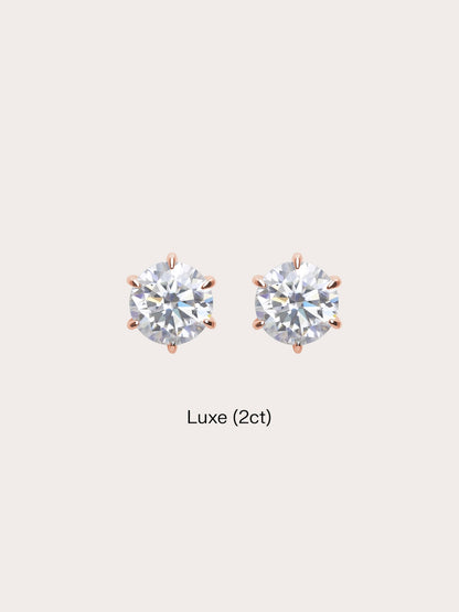 Martini Moissanite Stud Earring 2ct 18K Rose Gold (1) – Mondays Made Flower & Birthstone Jewelry Singapore