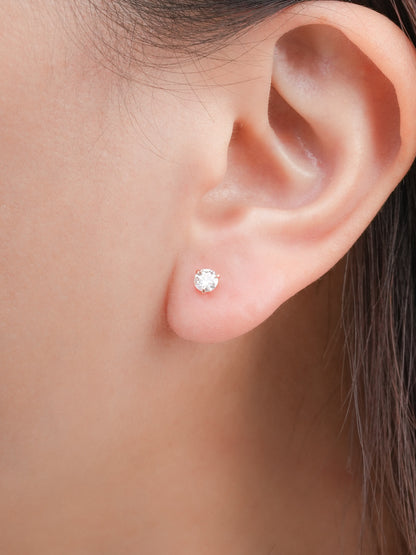 Martini Moissanite Stud Earrings 0.25ct 18K Rose Gold (2) – Mondays Made Flower & Birthstone Jewelry Singapore