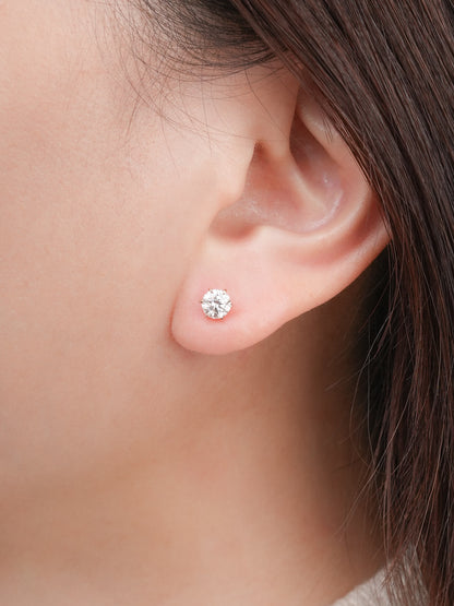 Martini Moissanite Stud Earrings 0.5ct 18K Rose Gold (2) – Mondays Made Flower & Birthstone Jewelry Singapore