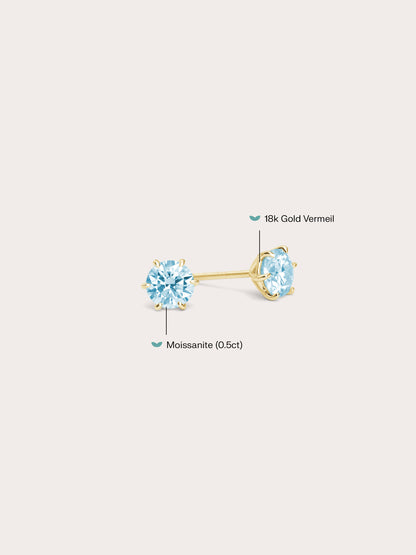 Martini Moissanite Stud Earring 0.5 Ct 18K Gold – Mondays Made Flower & Birthstone Jewelry Singapore