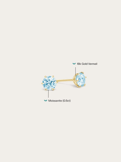 Glacier Blue Moissanite Stud Earrings (0.5ct)