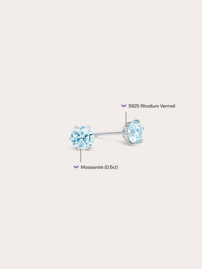 Martini Moissanite Stud Earring 0.5ct S925 Silver Rhodium (4) – Mondays Made Flower & Birthstone Jewelry Singapore