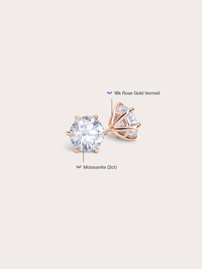 Martini Moissanite Stud Earring 2ct 18K Rose Gold (2) – Mondays Made Flower & Birthstone Jewelry Singapore