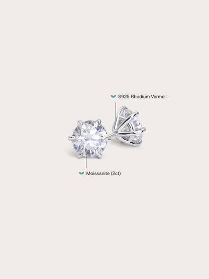 Martini Moissanite Stud Earring 2ct S925 Silver Rhodium (1) – Mondays Made Flower & Birthstone Jewelry Singapore