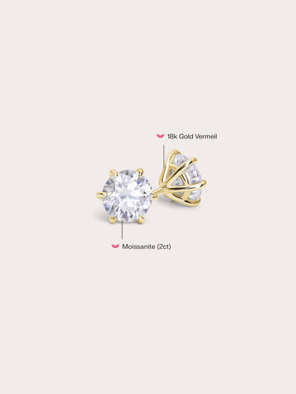 Martini Moissanite Stud Earring 2ct 18K Gold (2) – Mondays Made Flower & Birthstone Jewelry Singapore