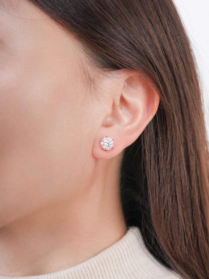 Martini Moissanite Stud Earrings 2ct 18K Rose Gold (2) – Mondays Made Flower & Birthstone Jewelry Singapore