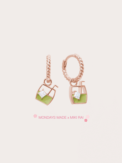 Matcha Latte Huggie Earrings - Reversible
