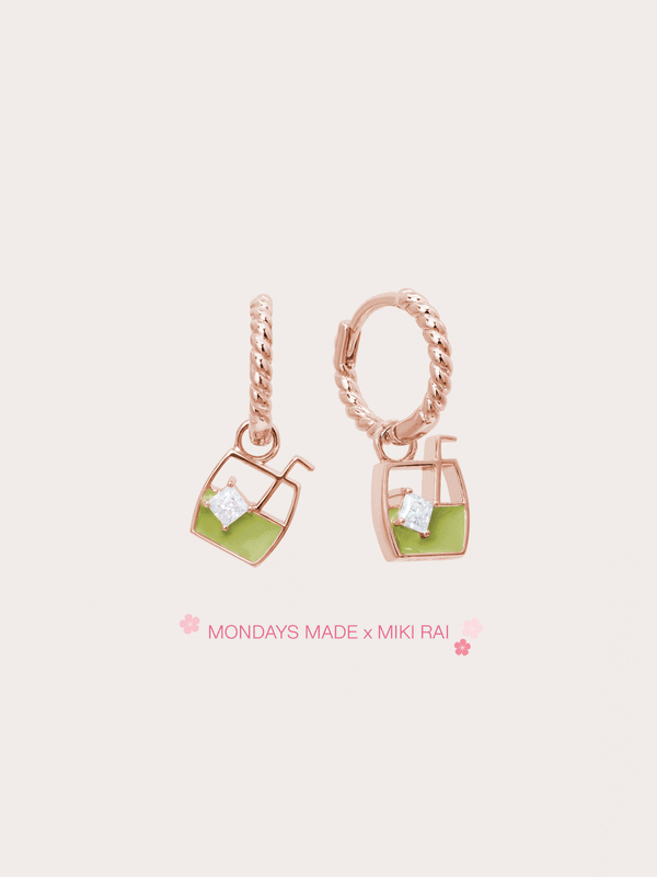 Matcha Latte Huggie Earrings - Reversible