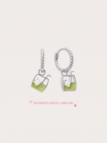 Matcha Latte Huggie Earrings - Reversible