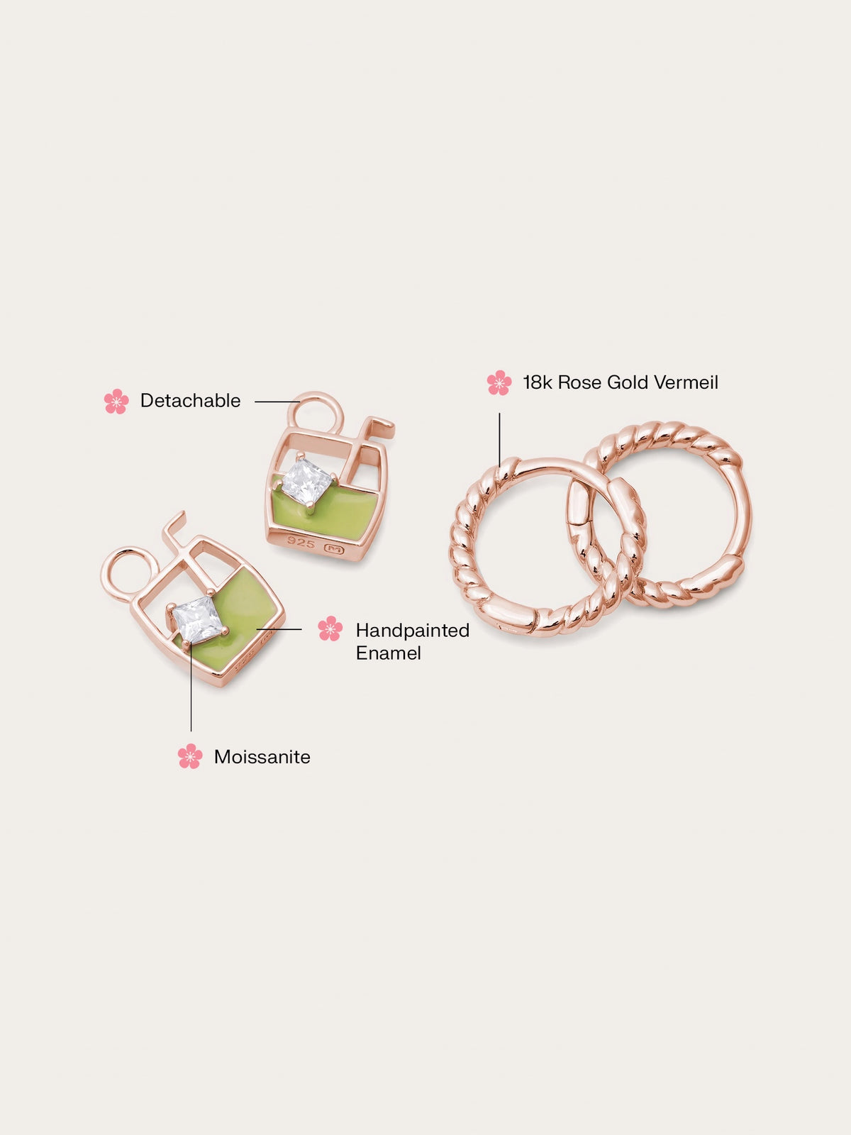 Matcha Latte Huggie Earrings - Reversible