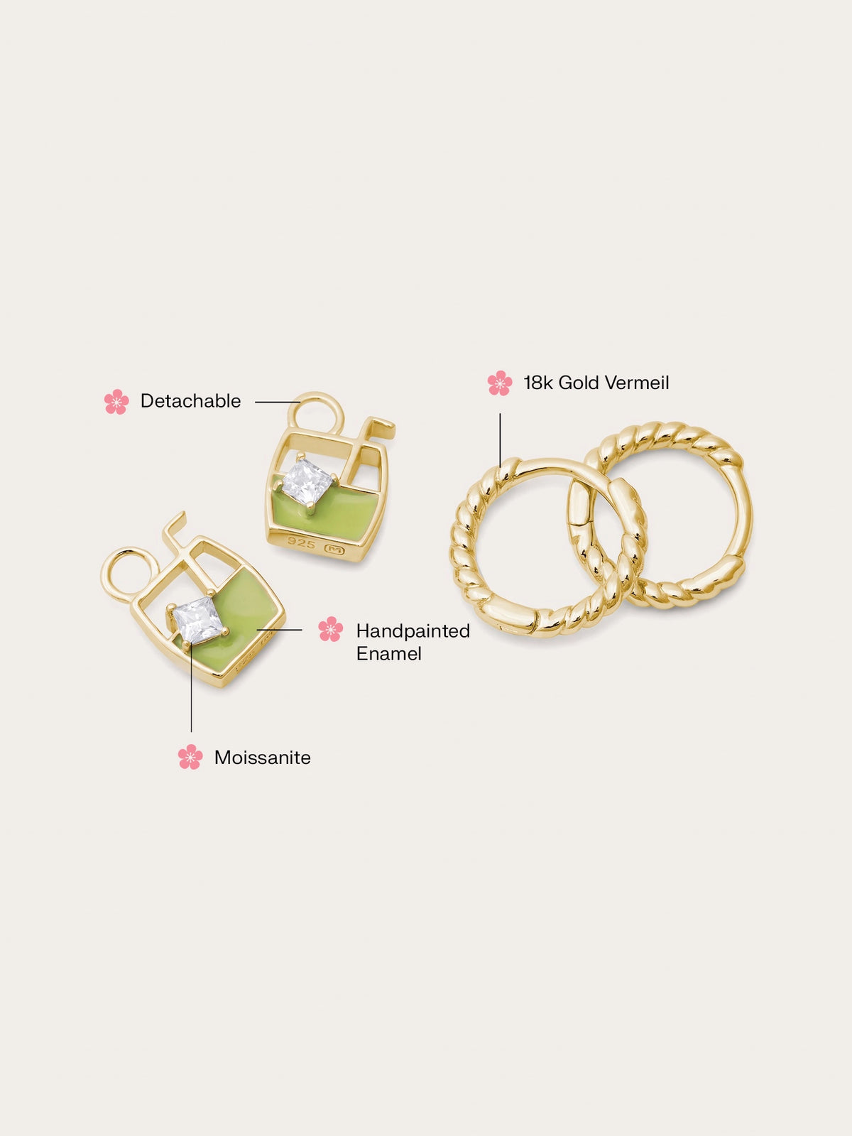 Matcha Latte Huggie Earrings - Reversible