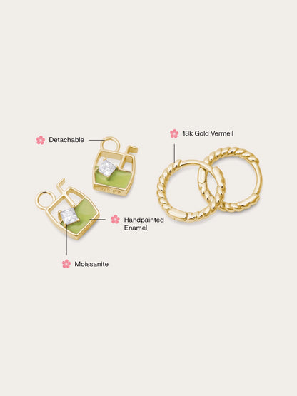 Matcha Latte Huggie Earrings - Reversible