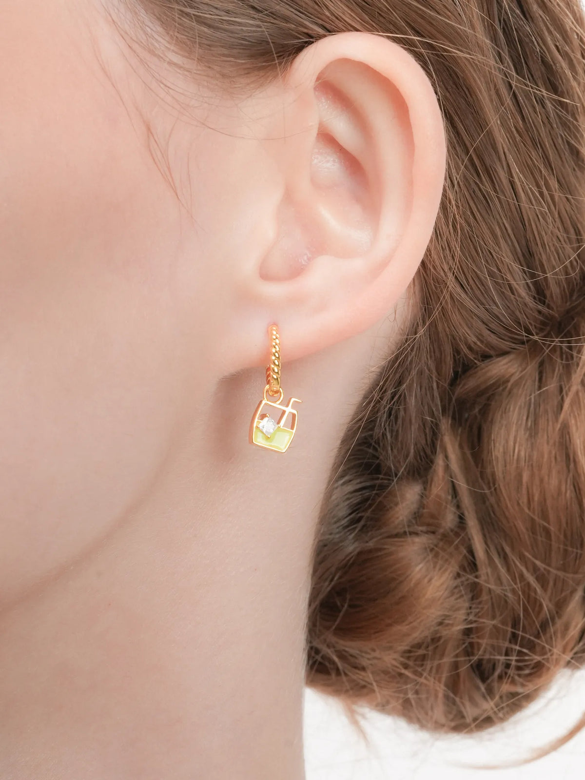Matcha Latte Huggie Earrings - Reversible