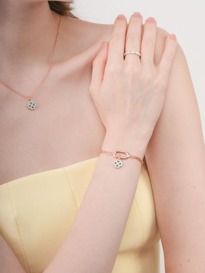 Mint Clover Charm Reversible Enamel Moissanite 18K Rose Gold (1) – Mondays Made Flower & Birthstone Jewelry Singapore