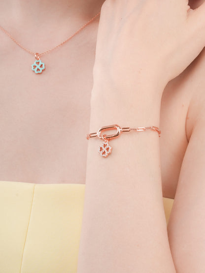 Mint Clover Charm Reversible Enamel Moissanite 18K Rose Gold (2) – Mondays Made Flower & Birthstone Jewelry Singapore