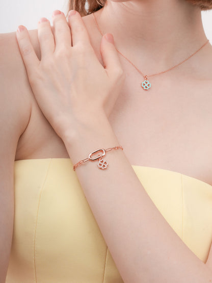 Mint Clover Charm Reversible Enamel Moissanite 18K Rose Gold (3) – Mondays Made Flower & Birthstone Jewelry Singapore