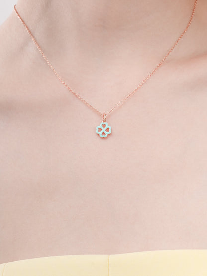 Mint Clover Necklace Reversible Enamel Moissanite 18K Rose Gold (1) – Mondays Made Flower & Birthstone Jewelry Singapore