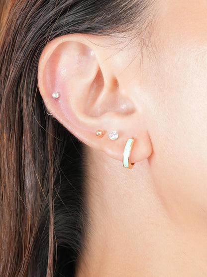 Mint Enamel Moissanite Huggie Earrings Reversible (3) – Mondays Made Flower & Birthstone Jewelry Singapore