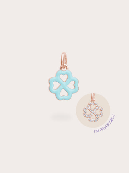 Mint Clover Charm Reversible Enamel Moissanite 18K Rose Gold (6) – Mondays Made Flower & Birthstone Jewelry Singapore